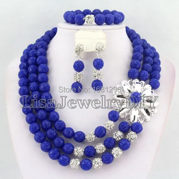 

Carved Rose Flower African Nigerian Wedding Beads Coral Jewelry Sets African Beads Coral Necklace Bracelet Earrings Sets HD0322