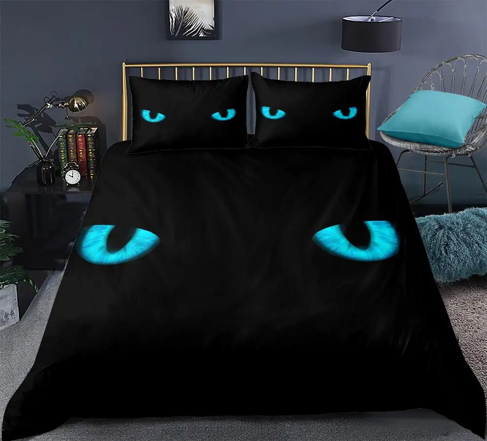 Blue Cat Eye Bedding set Pattern Quilt Cover Set 3 Piece Fashion Duvet Cover lifelike bedclothes with pillowcase home Textiles