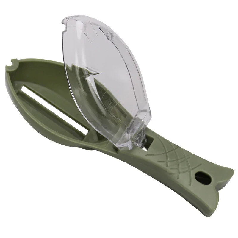 مكشطة مقياس السمك من الفولاذ المقاوم للصدأ، أدوات صيد السمك البلاستيكية الصغيرة والكبيرة، مزيل الجلد