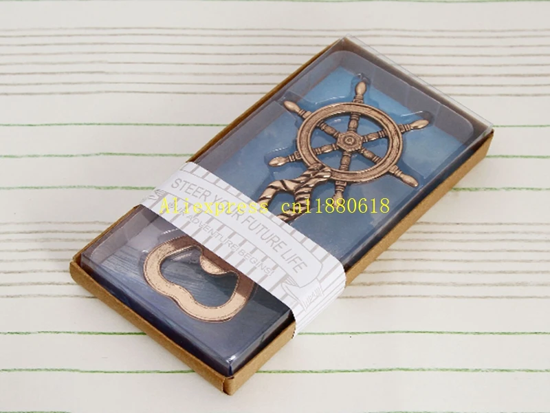 50pcs/lot Fast Shipping Antique Ship's Wheel Nautical Bottle Opener wedding favors gift rudder beer bottle opener