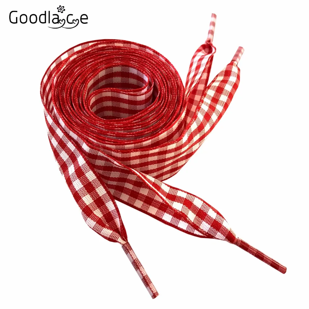 2.5cm/ 1 Inch Wide of Plaid Flat Ribbon Shoelaces Checkered  Shoe Laces British Style 120cm/47\