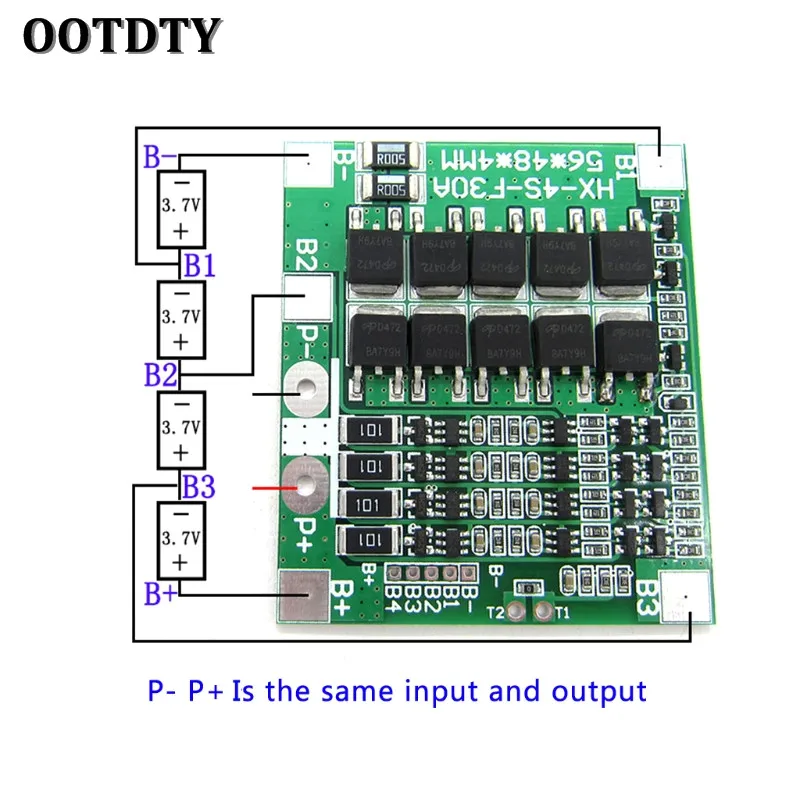 OOTDTY 4S 30A 12.8V w/Balance 3.2V LiFePo4 LiFe 18650 Battery BMS Protection PCB Board