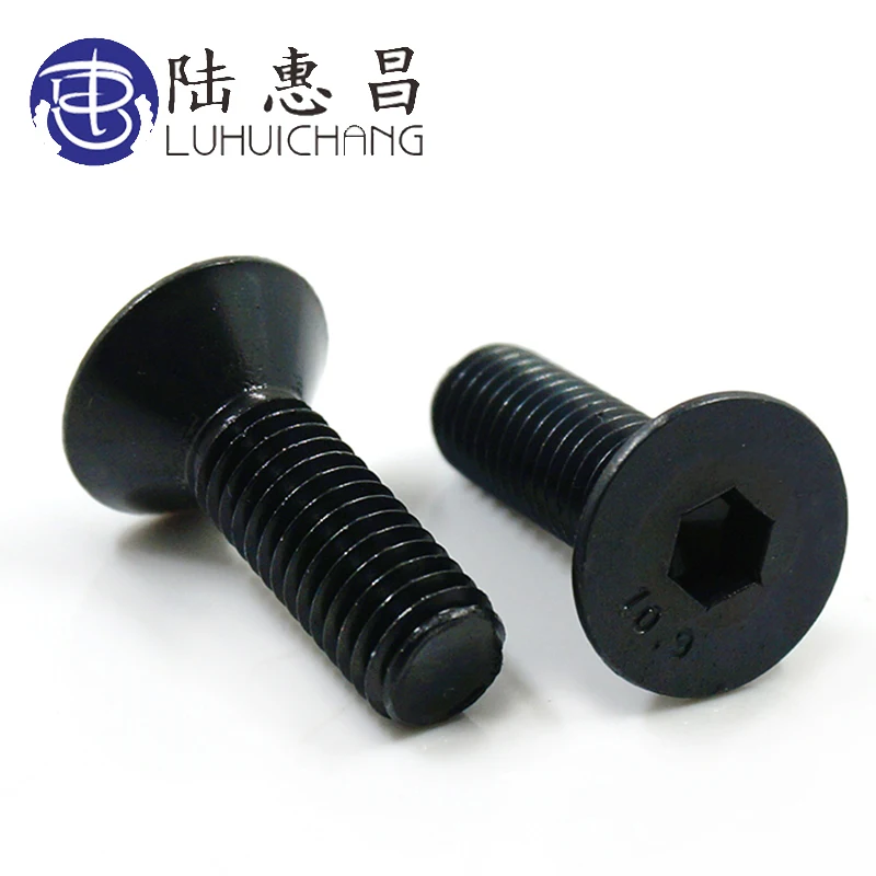 luchang 20Pcs DIN7991 M5 M6 M8 M10 Black Grade 10.9 Countersunk Head Flat Socket Cap Screw Machine Screws Bolts