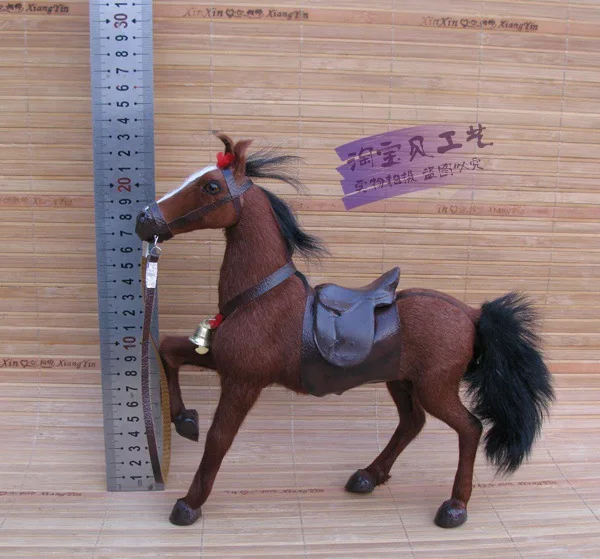 new simulation brown horse model toy resin&fur horse with saddle doll gift about 23x7x23cm 1981