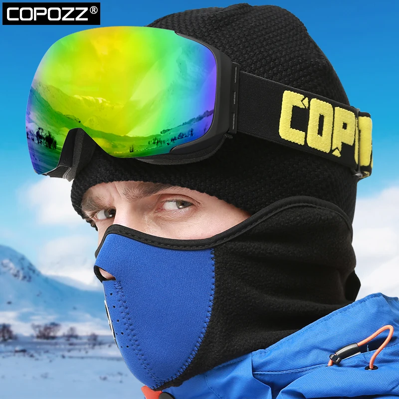 Магнитные лыжные очки COPOZZ для взрослых, новые двухслойные противотуманные большие лыжные маски, очки для катания на лыжах, мужские и женские очки для сноуборда, зимние