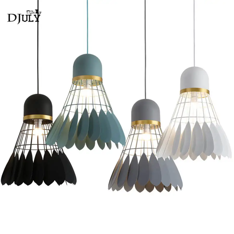 

nordic art deco metal badminton pendant lights for dining room kids bedroom clothing store children hanging lamp led luminaire