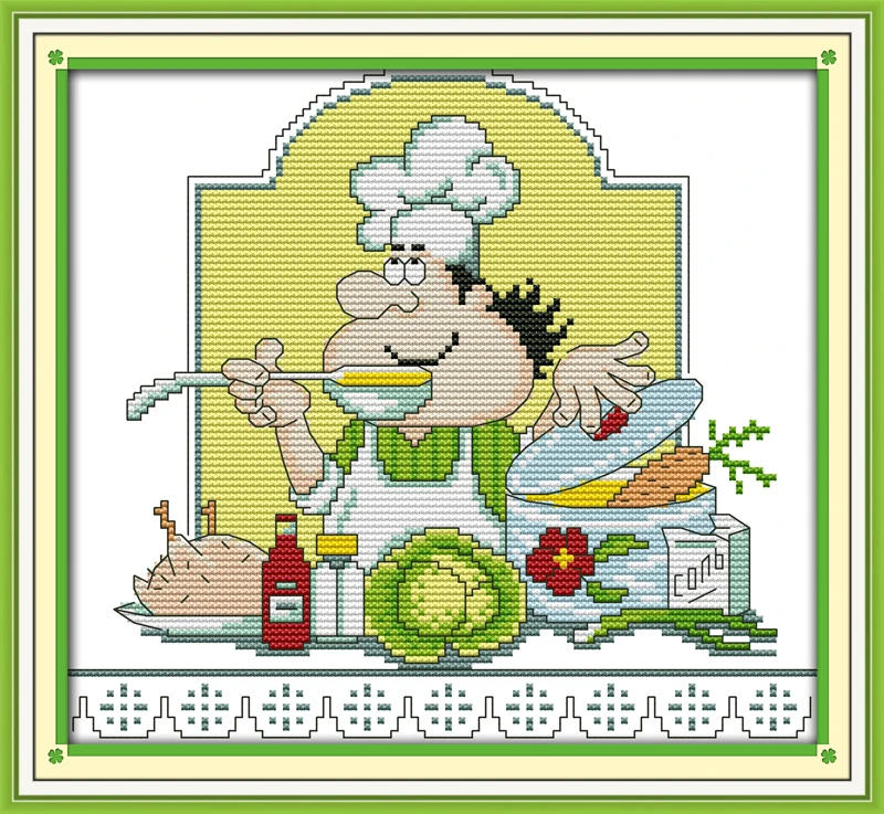 Humor chef (2) cross stitch kit 14ct 11ct count print canvas stitches embroidery DIY handmade needlework plus