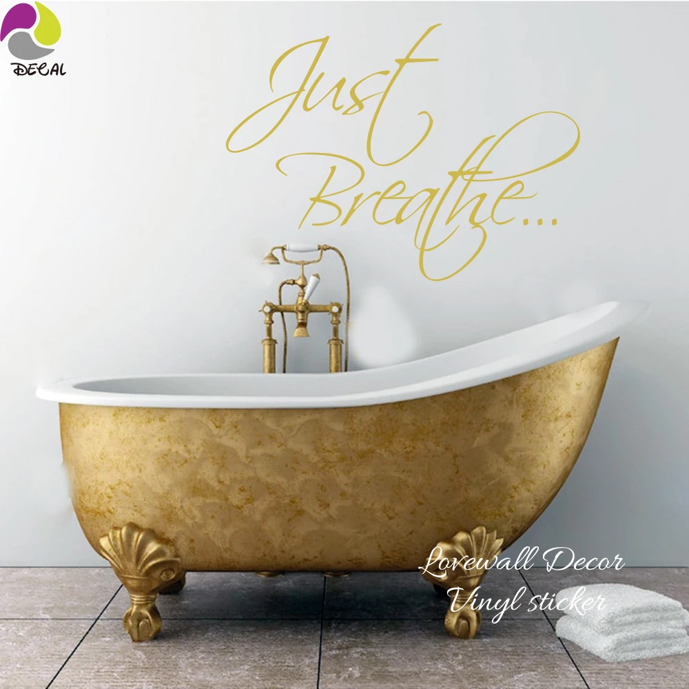 Just Breathe Quote Wall Sticker Bedroom Bathroom Wall Decal Sofa Living Room Cut Vinyl Home Decoration Wall Art Mural DIY