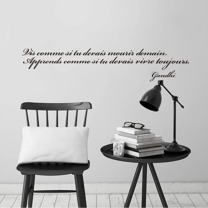 Vie Comme Si Tu Devais Mourir Demain Wall Art Decal Living Room Home Decor Poster Gandhi Quote House Decoration Sticker