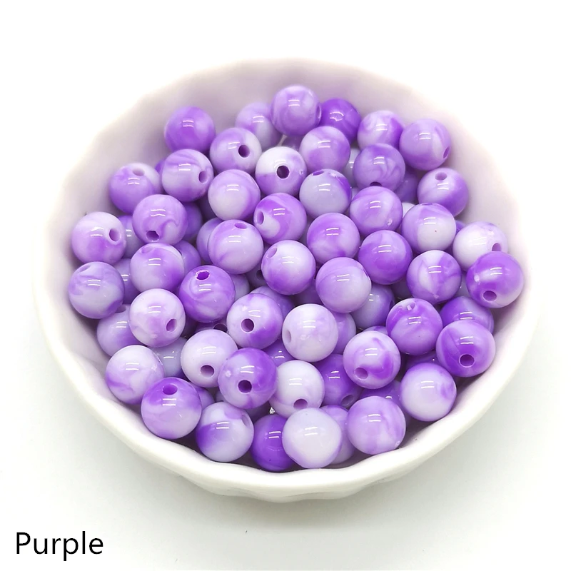 50pcs 8mm Round Shape Beads Jewelry Making Acrylic  Multicolor Loose Bead  DIY Accessory #A16-26