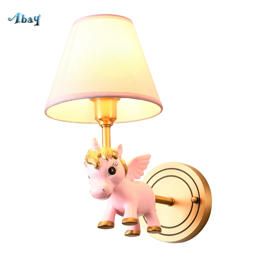 

Lovely Art Deco Resin Single Horned Beast Wall Lamp for Children Room Corridor Living Room Creative Decoration Wall Sconce Light