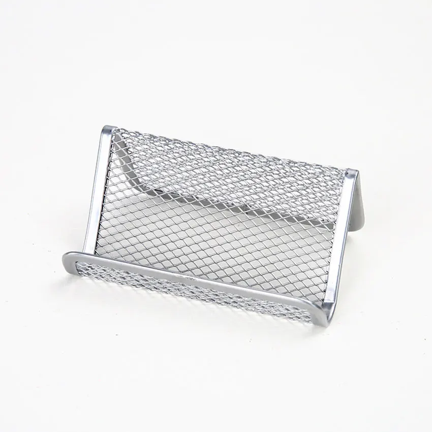 Business Cards Holder Desktop Iron Mesh Rack Rust-proof Name Card Collection Case Company Department Office Suppliy High Quality