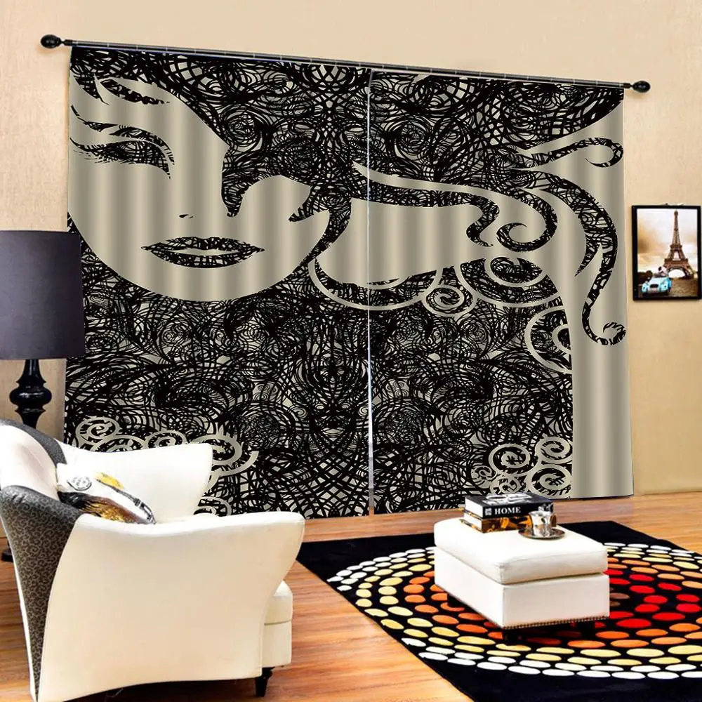 

Customized size Luxury Blackout 3D Window Curtains black grils curtains for girls room Blackout curtain