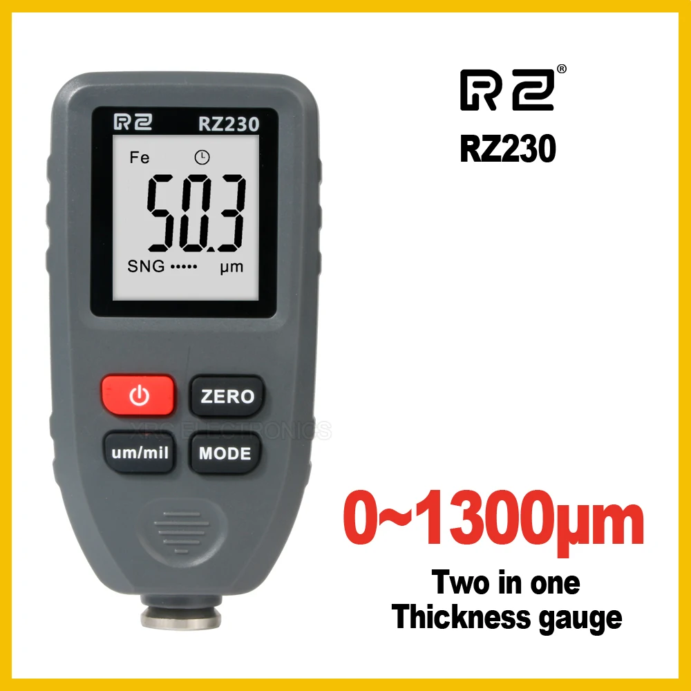 RZ Coating Thickness Gauge  Digital Paint Coating Thickness Gauge Meter Ferrous and non-Ferrous 2 in 1 RZ230