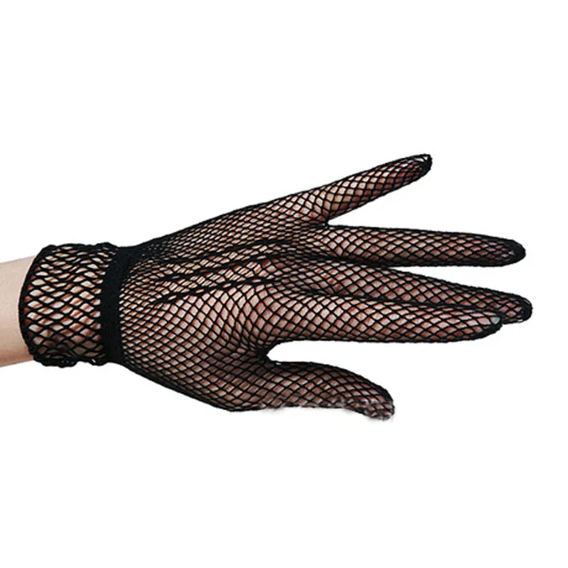 Lady Elastic Mesh Cloth Nylon Party Formal Etiquette Glove Women Nightclub Soft Sexy Short Lace Princess Erotic Dance Gloves L52