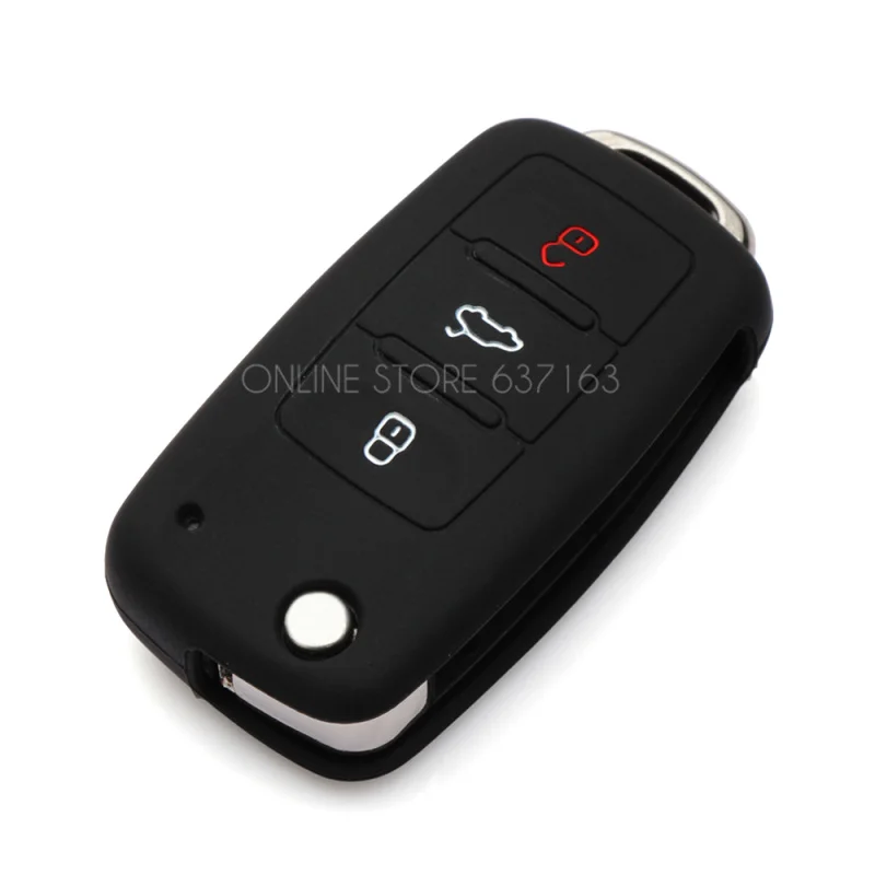 silicone car key cover For VW Volkswagen Passat Polo Golf 4 5 6 Touran Bora SEAT Ibiza Leon For SKODA Octavia A5 Fabia 3 Buttons