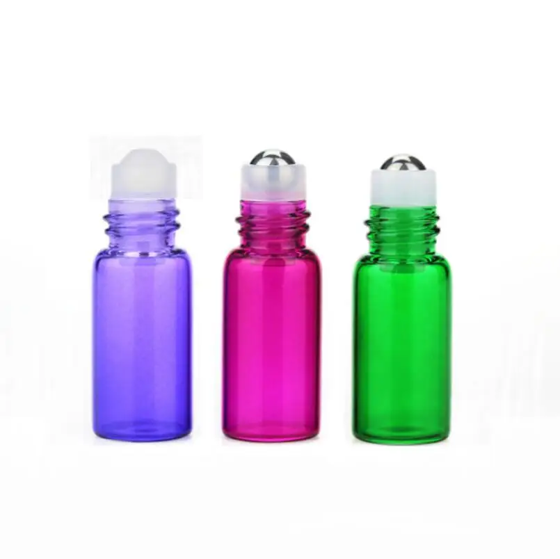 3ml Small roller ball Glass essential oils roll-on bottles refillable perfume deodorant vials with Plastic lid LX2890