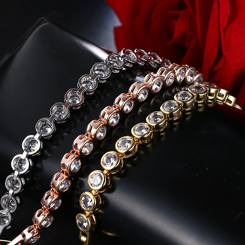 EMMAYA Top Quality Exquisite Round Cz Bracelet Rose Gold-Color Bracelet Austrian Crystals Jewelry Big Discount