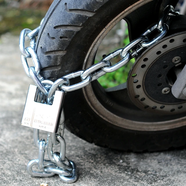 Chain Lock Anti theft Chain Lock Anti Shearing Iron Chain Lock Door Tricycle Motorcycle Lock Battery Car Chain Padlock Locks AliExpress