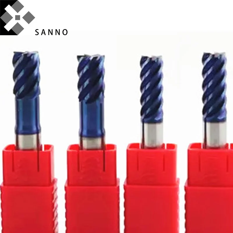 HRC70 Wear-resistant super hardness naco coating end mills 1.0mm-12mm tungsten steel flattened milling cutter