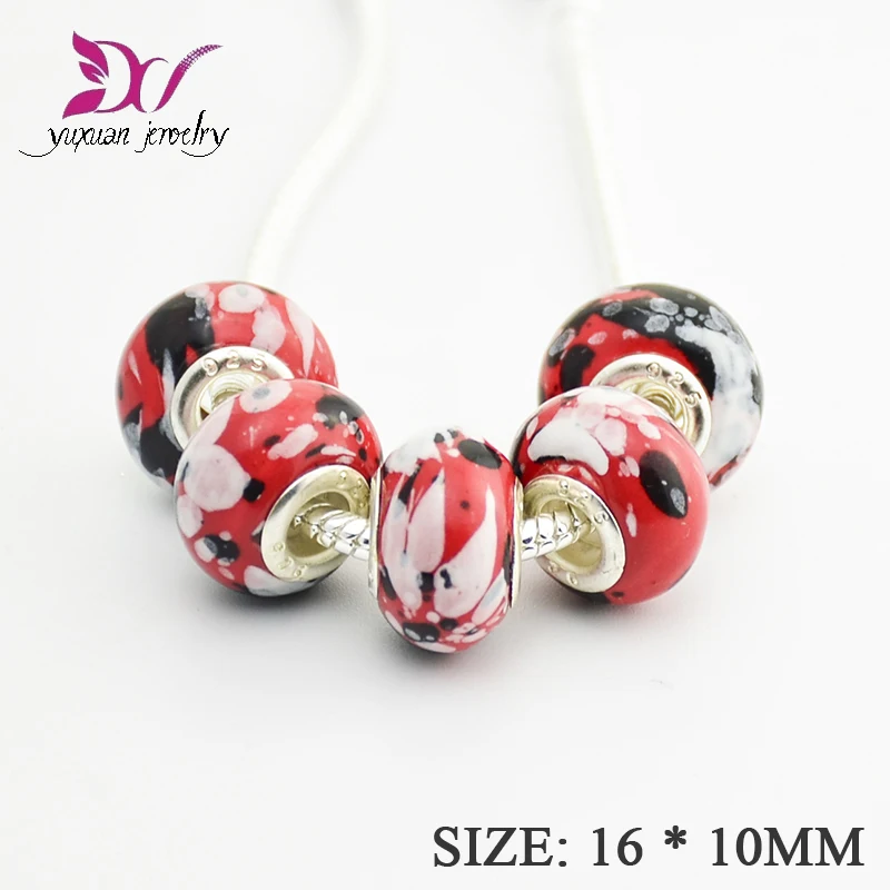 New 10x16MM European Beads ceramics Big Hole Bead Charms Fit DIY Jewelry Bracelet Findings 10pcs/lot perline TK022