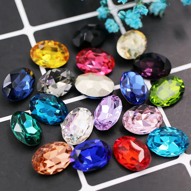 Jewelry Making Oval Shape Crystal Glass Pointback Rhinestones For Nail Art/Necklace/Clothing Accessories