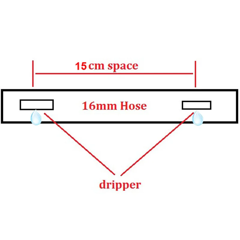 NuoNuoWell 16mm taśma kroplująca z emiterem wewnątrz system nawadniania płaskie opływowe zraszacze węża zestaw do nawadniania Dripper Space 15cm