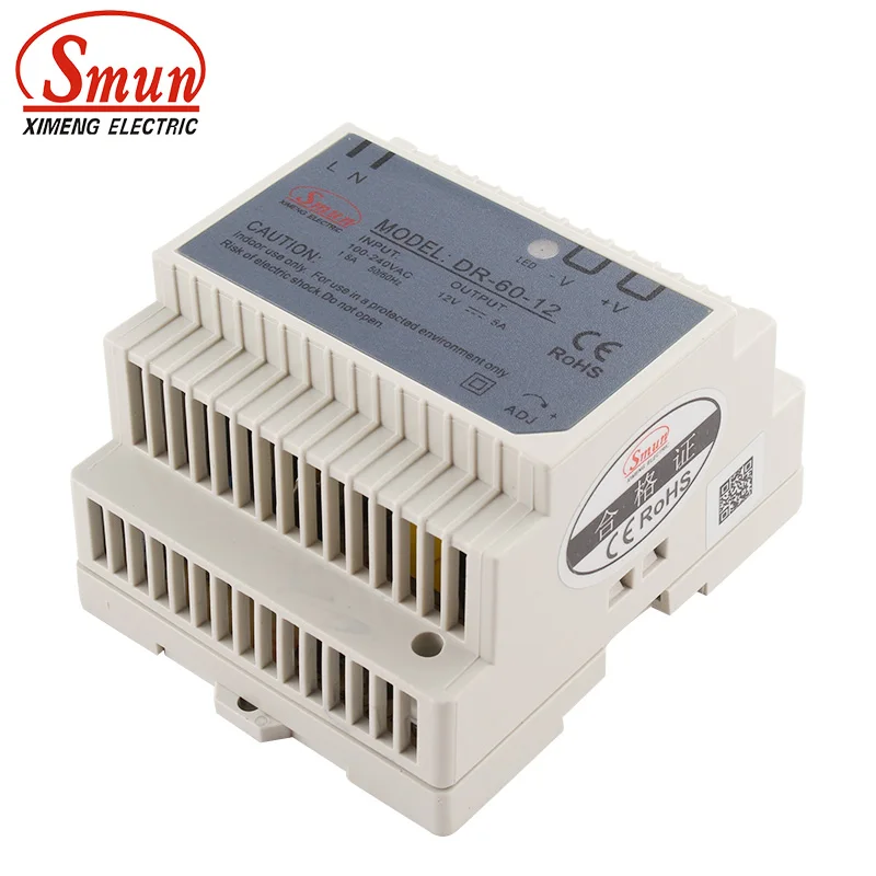 SMUN DR-60-12 60W 12V 5A Single Output AC-DC Indoor Din Rail Switching Mode Power Supply