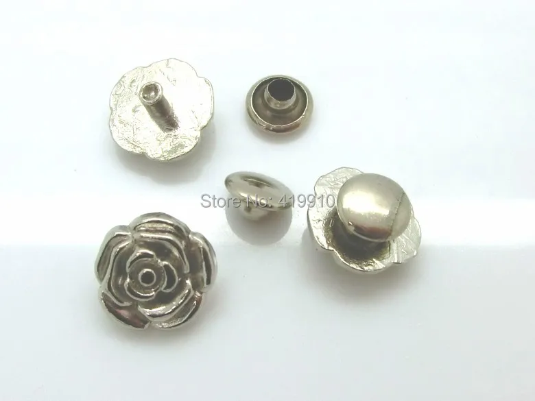 Free shipping -30 Sets Silver Tone Flower Spike Rivets Studs Spots 13mmx12mm 8mmx4mm Bag Leather Clothes J1241