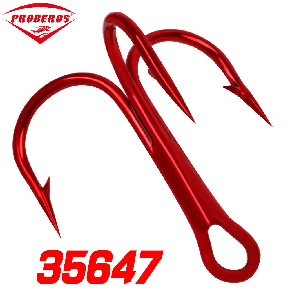 

wholesale 500pc sea fishing hooks red Fishing Hook High Carbon Steel Treble bulk fishing hooks Tackle Round Bent Treble 2#-10#