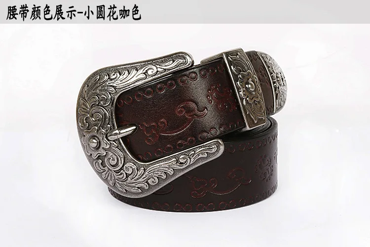 2018 Mongolian national style leather common carving belt for men and women  Deep coffee 02