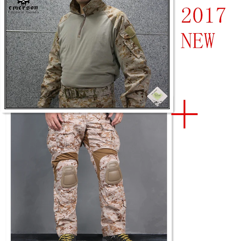 

Emerson tactical bdu G3 Combat uniform shirt & Pants & knee pads uniform AOR1 airsoft Suits EM8575+7026