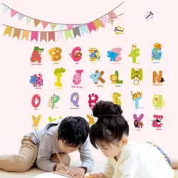 Cute English Alphabet Colorful Flags Animals Wall Stickers Kids Room Decoration Diy Wall Decals Art Peel And Stick Party Decor