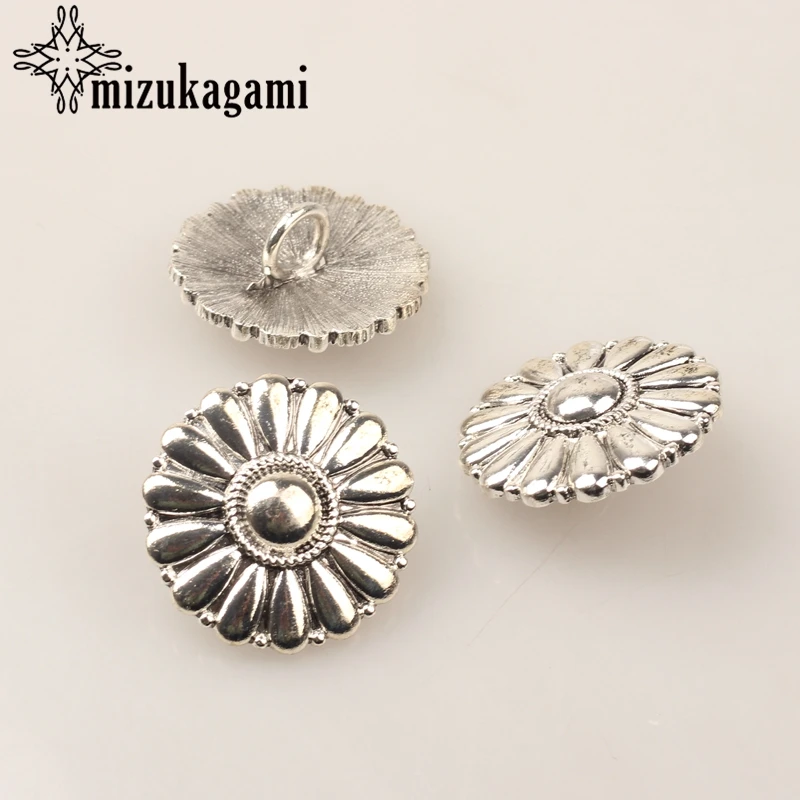 Jewelry Making Supplies Wholesale Lots Bulk Jewelry Findings CONCHO Buttons Round Daisy Sun Flowers 30mm 3pcs/lot