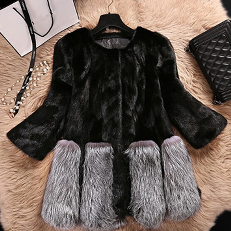 Faux Fur Coat for Women, Top Lined Imitation Fur Coat, New Winter Clothing Fashion, Whole Mink Fur Coat, Patchwork Coats