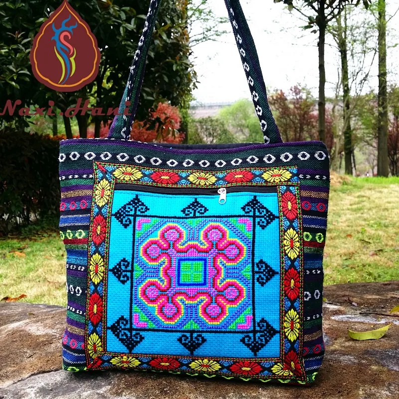 HOT！Ethnic women\'s bag 2023 Handmade Embroidered women\'s shoulder bag Vintage Textile cloth large shopping bags women handbags