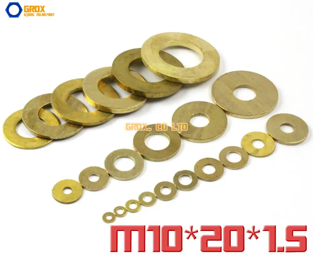 

50 Pieces M10 x 20 x 1.5mm Brass Flat Washer