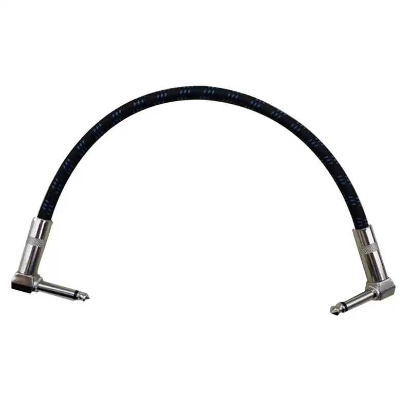 30cm Braided Instrument Guitar Cable Patch Cords Lines Effect Lead Right Angle 6.35 Audio Cables Guitar Parts And Accessories