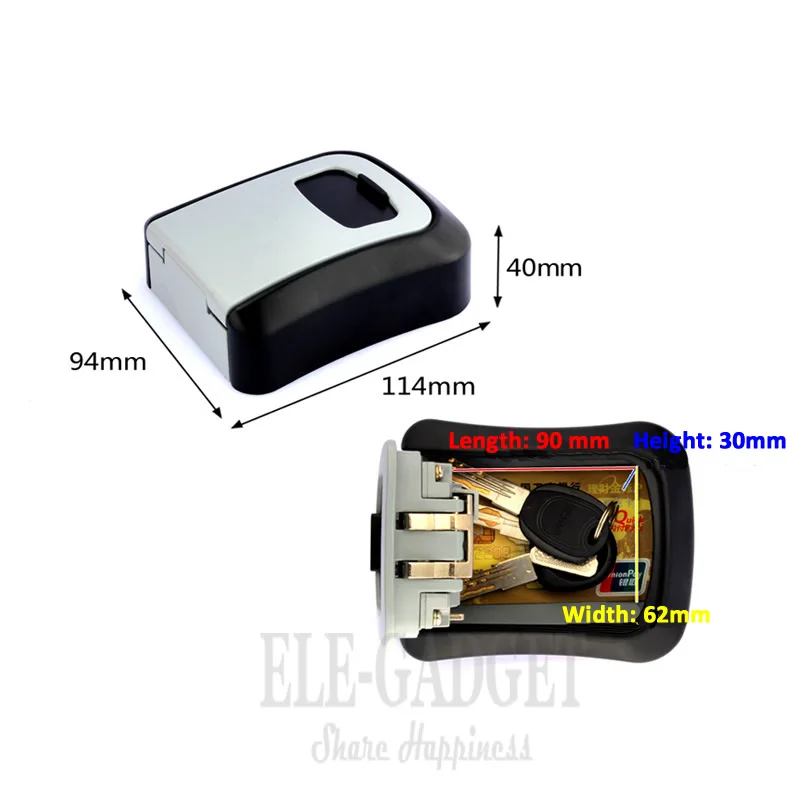 Heavy Duty Metal Key Safe Box Hidden Organizer 4-Digital Password Lock House Villa Caravan Spare Keys Storage Safe Box