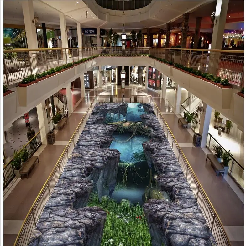 

Floor Painting 3D Wallpaper Mountain Cliff Outdoor Painting Mural-3d PVC Wallpaper Self-adhesive Floor Wallpaper-3d