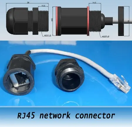 

Mounting hole 22MM RJ45 network connector with wire / network interface waterproof 10pcs