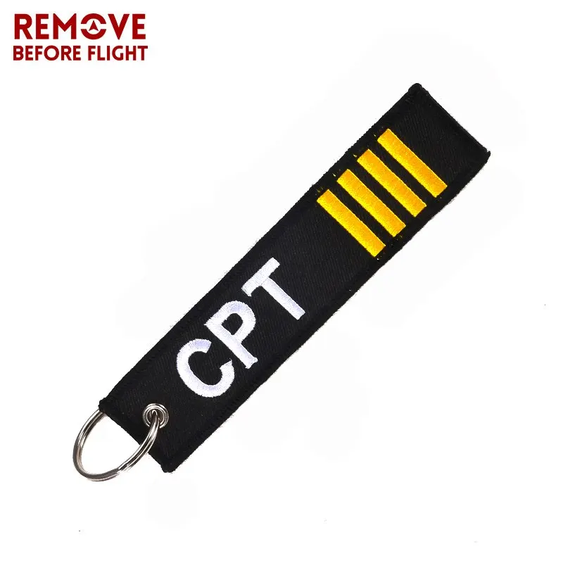 5 PCS/LOT Captain Keychain Jewelry Embroidery CPT Key Rings Chain for Aviation Gifts Zip Puller Remove Before Flight Keychains