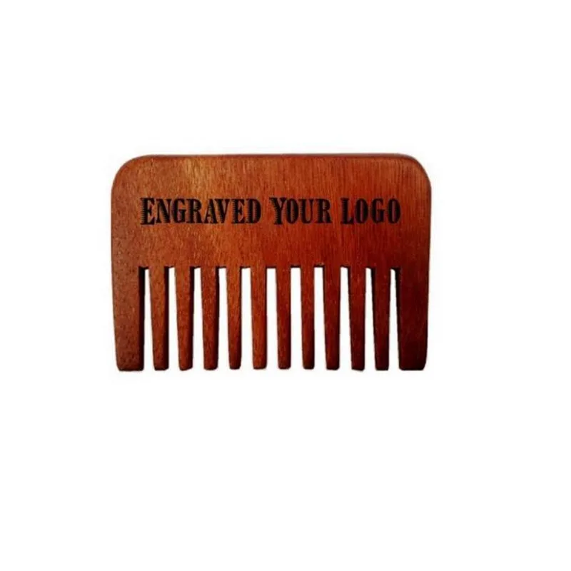 Wide Teeth Wooden Combs Straight Pocket Wooden Beard Combs Custom Natural Red Amoora Wooden Comb