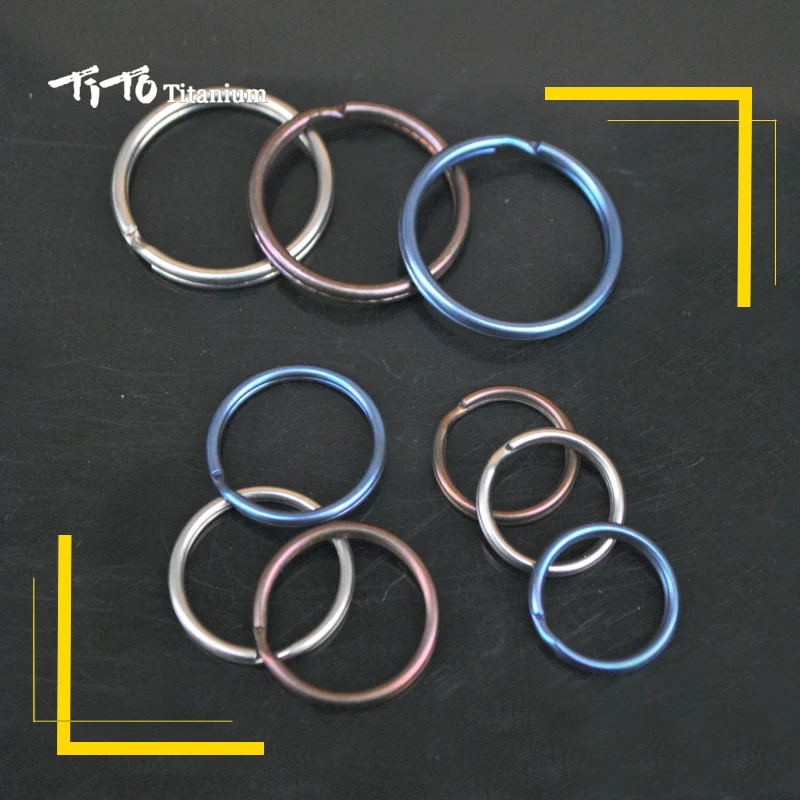 TiTo Titanium GR2 titanium key ring outdoor micro keychain Buckle Round Split circle 6Pcs/lot