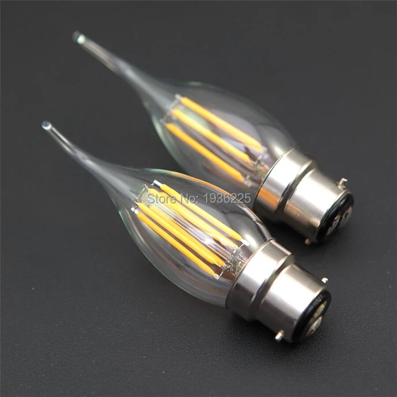 6W 600LM COB LED Filament Candle Light Dimmable E12 E14 E27 B22 B15D LED Bulb Light AC110V/220V