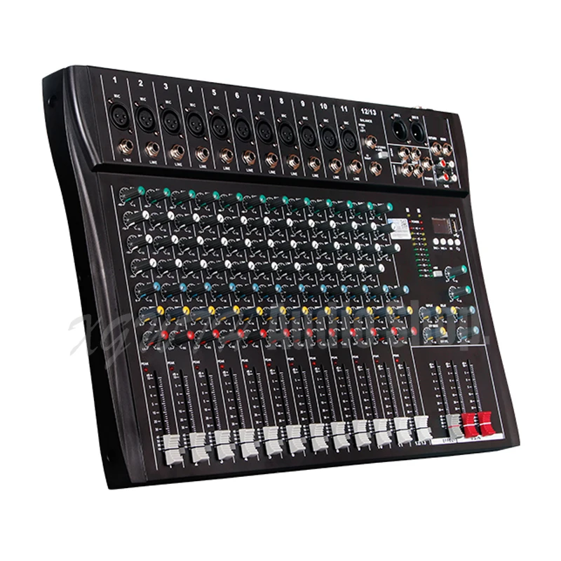 12 Channel Mixer USB ดิจิตอล DSP Effects ไมโครโฟนเสียงผสม48V Phantom Power สำหรับการบันทึกเสียง DJ stage