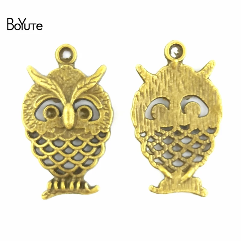 BoYuTe (100 Pieces/Lot) 15*25MM Antique Bronze Silver Plated Zinc Alloy Owl Charms Pendant for Jewelry Accessories Diy Handmade