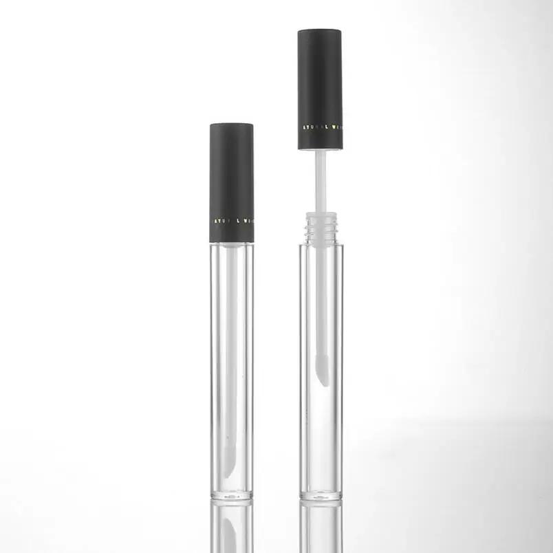 Wholesale 10ML Mini Lip Gloss Tube Sample refillable Lip Balm Bottle Container with black cap LX1056