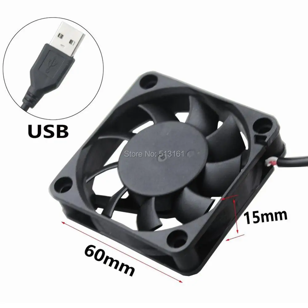 5 Cái Gdstime 60x60x15 mét Không Chổi Than PC CPU Làm Mát USB 5 V Động Cơ 60 mét DC Cooler Fan