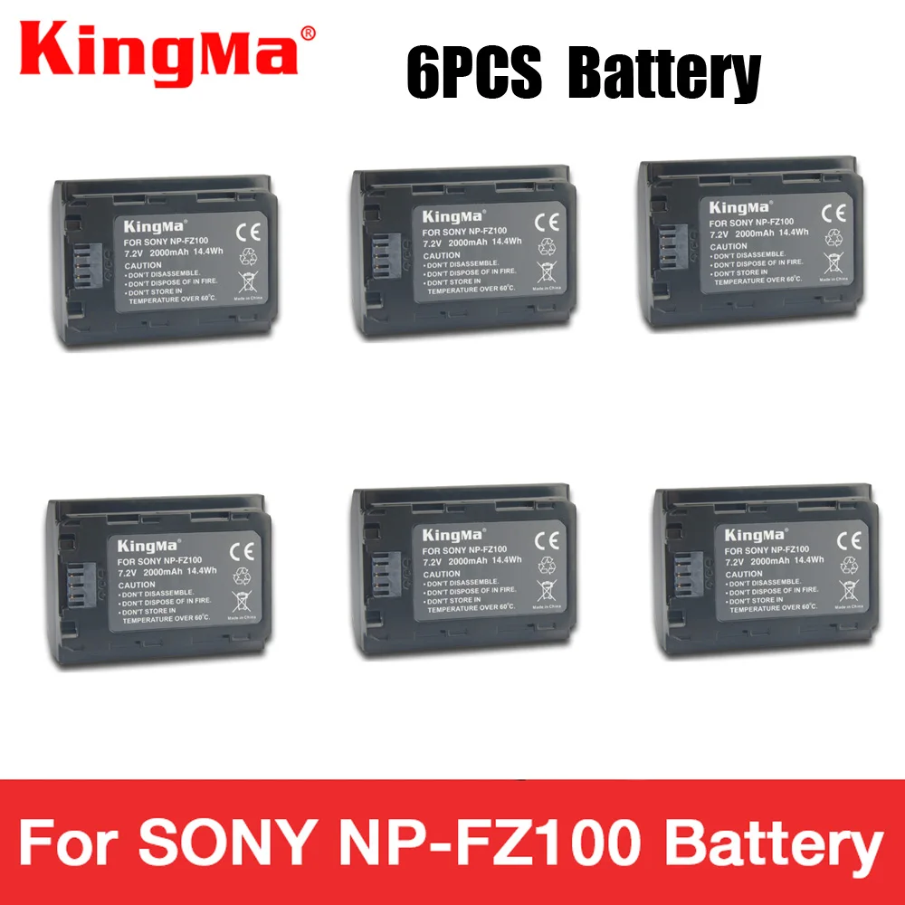 

KingMa 6pcs NP FZ100 NPFZ100 NP FZ 100 Battery for Sony A7R III A7 III BC-QZ1 A9 A9R Alpha9 Alpha9R Alpha 9S A7RM3 Camera